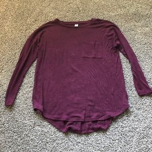 Crew neck pocket long sleeve tee
